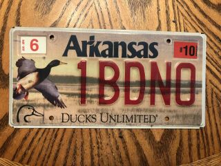 Arkansas Ducks Unlimited Wildlife 2010 Vintage License Plate Duck Hunting