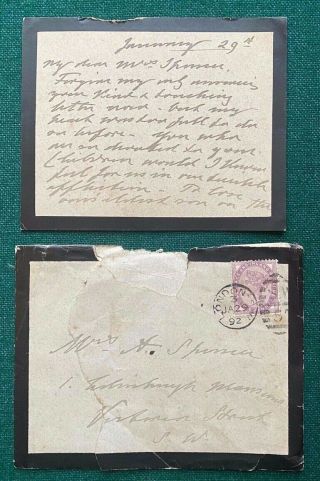 Antique Posted Mourning Card Signed Prince Wales King Edward Vii Royal Wax Seal