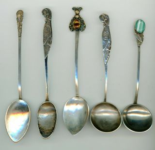 5 Arts And Crafts Silver Spoons Handmade Scottish Norah Creswick