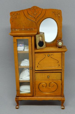 Vintage Victorian Artisan Dressed Secretary Desk Dollhouse Miniature 1:12