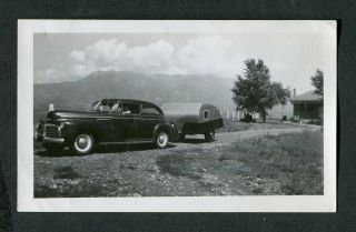 Vintage Photo 1942 Chevrolet Chevy Car W/ Teardrop Travel Trailer 426128
