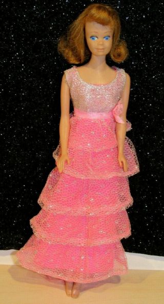 Vintage 1962 Mattel Barbie Midge Flip Hair Freckles Doll 860 In Tagged Gown Sl