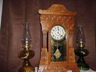 Antique Gilbert " Steamer " No.  48 " Germanic " Kitchen Clock