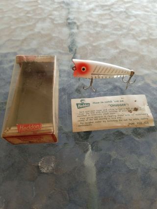 Vintage Heddon Tiny Chugger Fishing Lure And Paper Never Been.
