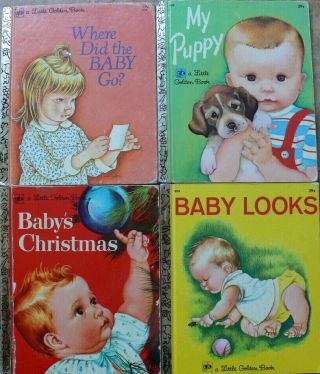 4 Vintage Little Golden Books Baby Looks,  My Puppy,  Baby 