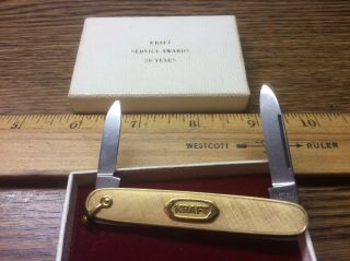 Vintage Pocket Knife Kraft 20 Years Service Award 1/20 12k Gf Imperial Usa Gold?
