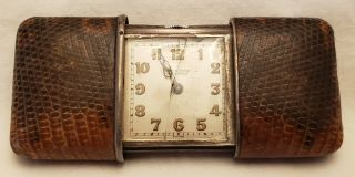 Vintage Movado Chronometre Purse Watch Sterling Silver.  935 Lizard Skin