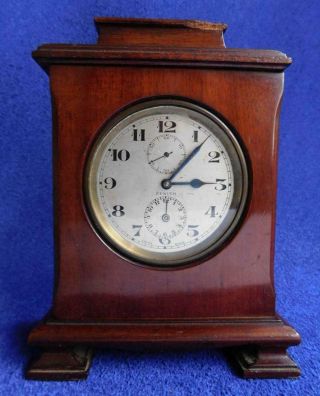 Swiss Zenith Antique Mantel Alarm Clock In Wooden Case 1900s