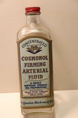 Antique Cosmonol Embalming Bottle Frigid Fluid Chicago