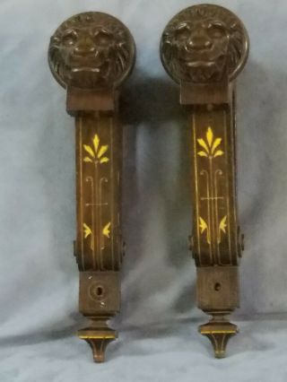 Gothic Victorian Eastlake?aesthetic? Large Lion Head Wall Brackets