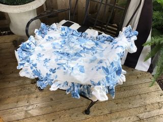 Vtg Ralph Lauren Elsa Blue,  White Standard Pillow Sham Ruffled Cottage Floral