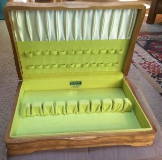 Vintage Wooden Rogers Silverware Flatware Chest Box Lime