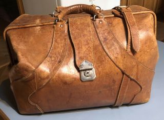 Vintage Gaitan Large Leather Luggage Suitcase Salesman Case Doctor Bag