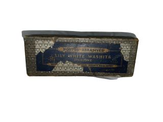 Vintage Norton Abrasives Lily White Washita Oilstone Sharpening Stone In The Box