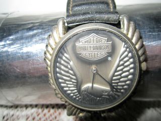 Harlley Davidson Watch With Harley Leather Band / Runs Good