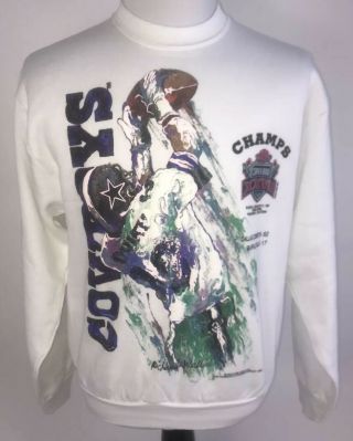 Vtg 90s Dallas Cowboys Bowl Xxvii Champs Sweatshirt Sz Large Nfl Football