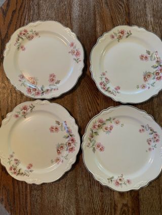 Vintage 4 Homer Laughlin Virginia Rose Dinner Plates Pink Floral