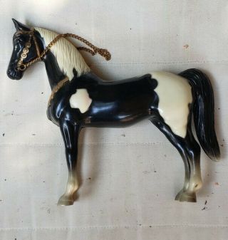 Vintage Breyer Western Horse Black And White W/ Saddle/bridle