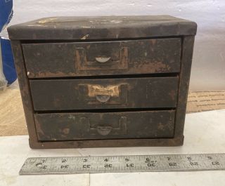 Vintage Industrial Metal 3 Drawer Small Parts Cabinet Tool Jewelry Craft Box