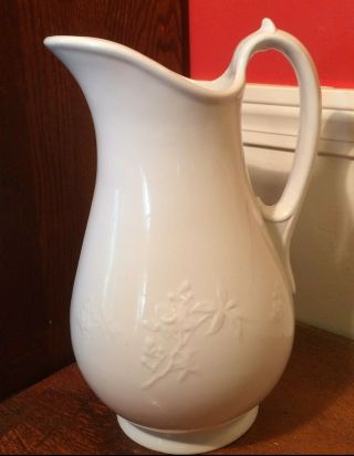Large English Ironstone Pitcher Antique Farmhouse Style Tall 1863 By T&r Boote