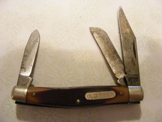 Vintage Schrade Oldtimer Usa Made 340t Pocket Knife Three Blade