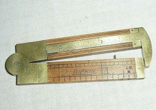 Vintage 6 " Lufkin No 171 Boxwood & Brass Folding Caliper Rule Antique Fold Ruler