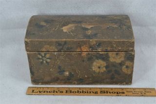 Antique Dome Top Box Wall Paper Snipe Hinges Pine Hand Made Early 19th C