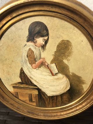 Signed Antique Oil On Board Painting Portrait of a Young Sleeping Child ‘Dreamin 2