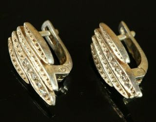 Vintage 925 Sterling Silver Earrings With White Stones C652