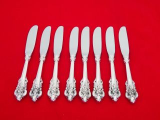 Set Of 8 Wallace Sterling Silver Grande Baroque Butter Spreaders Yd - 1