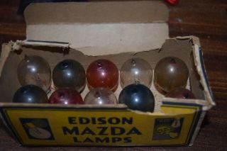 14 Antique Edison Mazda Tipped Colored Christmas Light Bulbs With Boxes