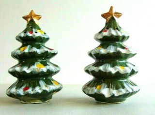 Vintage Kreiss Christmas Tree Salt Pepper Shakers Holiday Decor Japan