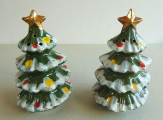Vintage Kreiss Christmas Tree Salt Pepper Shakers Holiday Decor Japan 2