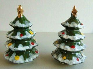 Vintage Kreiss Christmas Tree Salt Pepper Shakers Holiday Decor Japan 3