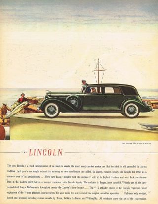 1936 Big Vintage Lincoln Judkins Berline Car Automobile Art Print Ad