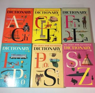 Vintage The Golden Book Illustrated Dictionary Vol.  1 - 6 Complete Set 1961