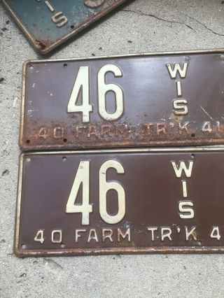 1940/41 Wisconsin Farm Truck License Plate Set Low Number