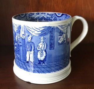 Antique Spode chinoiserie Pearlware Blue transfer printed transferware c1820 2