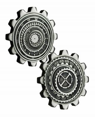 2020 Industry In Motion 1oz Antiqued Silver Gear - Shaped Two - Coin Set (2oz Total)