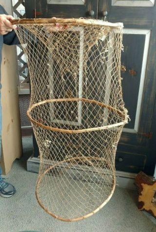 Antique Home Made Fishing Nautical Eel,  Lobster Trap Net Nautical Collapsible