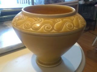 Antique Rookwood Pottery Incised Bowl,  6 " T X 3 " Dia 3 " Base,  Soft Matte Yellow