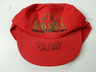 Automobilia/phil Hill Signed 1992 Monza World Tour Hat/formula 1/ferrari/monaco