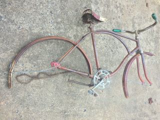 Vintage Western Flyer Bicycle Frame,  With Fenders,  Fork,  Handlebars,  And Chain