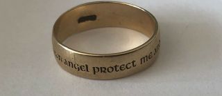 Antique 9 Ct Gold Posy Ring - Guardian Angel Protect Me And Keep Me