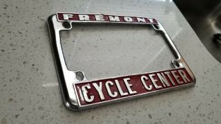 Vintage Fremont Ca Cycle Center Motorcycle License Plate Frame Rare 1970s Honda
