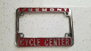 Vintage FREMONT CA Cycle Center MOTORCYCLE License Plate Frame RARE 1970s HONDA 2