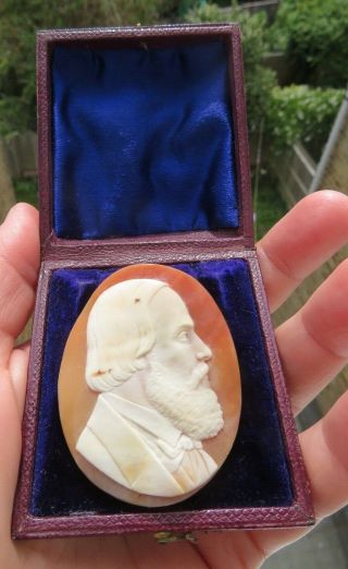 Antique 1880 Shell Cameo of a Gentleman Signed 2
