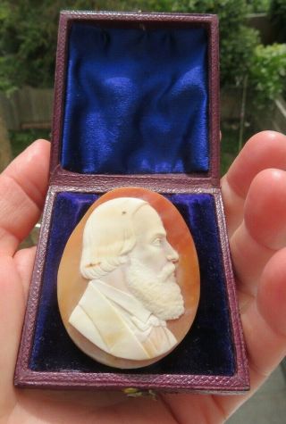 Antique 1880 Shell Cameo of a Gentleman Signed 3