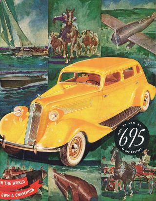 1934 Big Vintage 1935 Studebaker Champion Car Automobile Art Print Ad