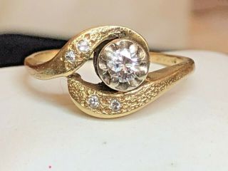 Antique Estate 14k White Gold Diamond Ring Art Deco Signed Engagement Pave Set